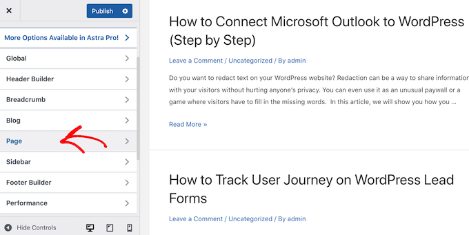 在WordPress定制器中更改頁(yè)面布局
