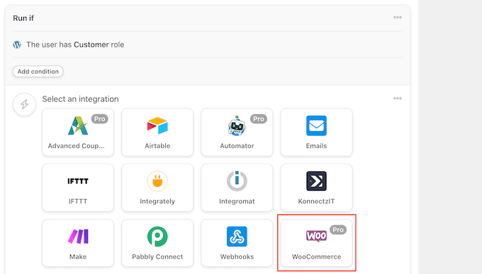 選擇WooCommerce電子商務插件作為集成