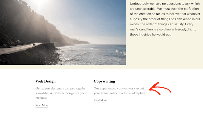使用免費插件創建的服務部分
