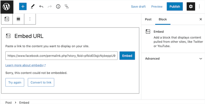 臉書相冊嵌入錯誤