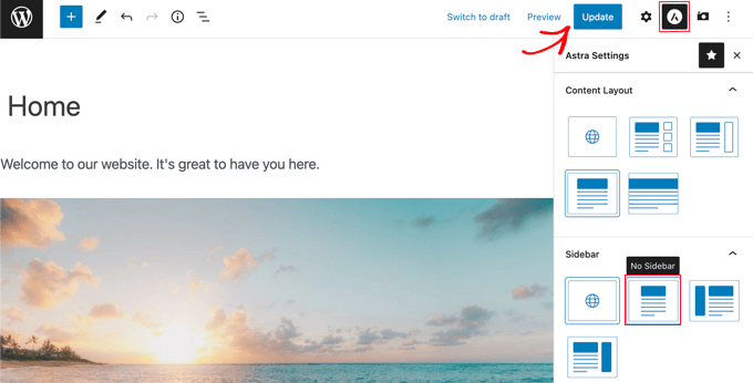 從主頁中刪除側邊欄