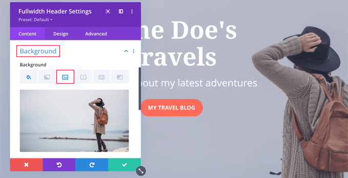 編輯全角標題模塊的背景圖像