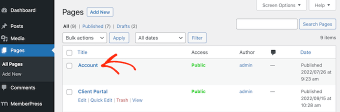 默認(rèn)成員帳戶(hù)頁(yè)面