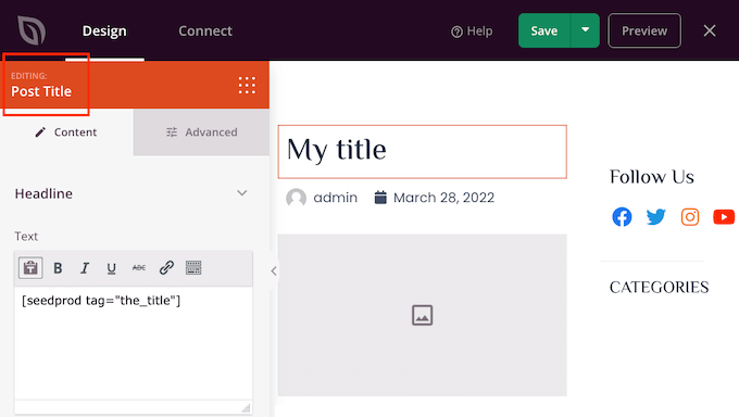 使用 SeedProd 刪除帖子標(biāo)題