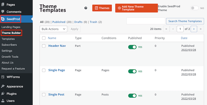 SeedProd 主題構(gòu)建器