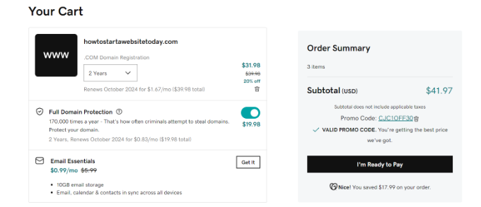 查看購物車摘要