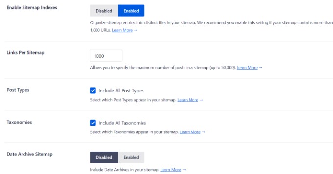 查看更多站點地圖設置
