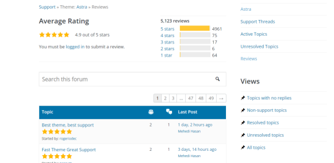 查看主題的評分和評論