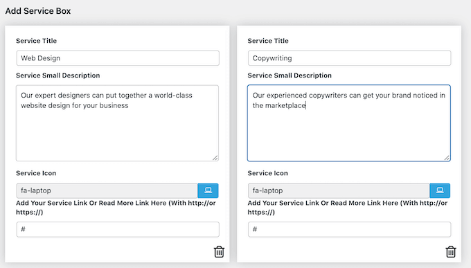 使用免費的WordPress插件創建服務部分