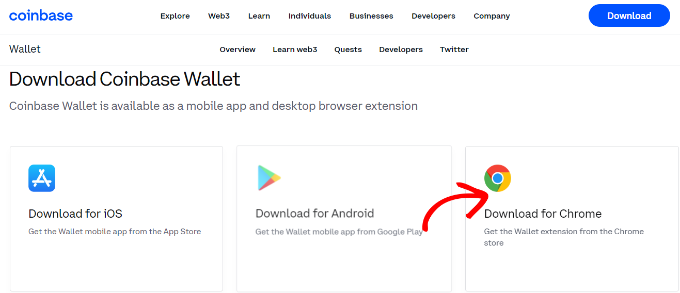 選擇下載Chrome選項