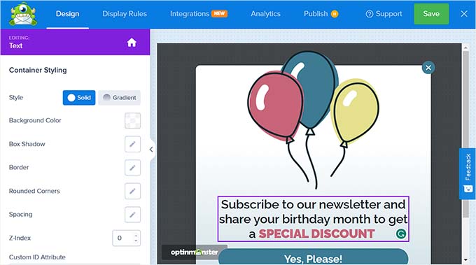 Optinmonster 拖放構建器