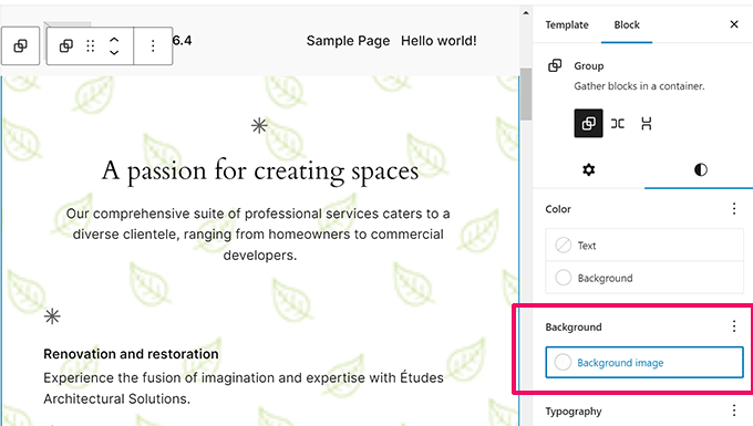 設置組塊的背景圖像