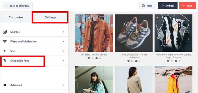 點擊左欄中的“購物 Feed”選項卡