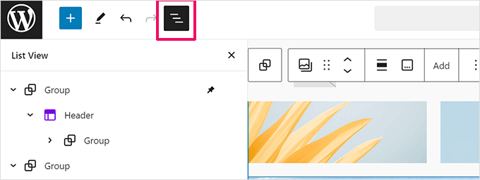 WordPress 編輯器中的列表視圖