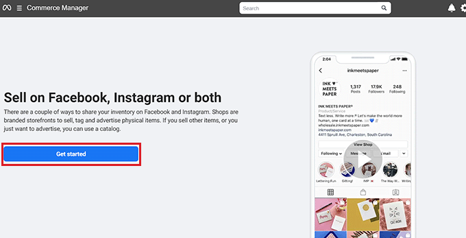 訪問 Meta 網(wǎng)站上的電商管理工具頁面