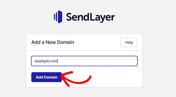 添加您的域名以將其與 SendLayer 連接