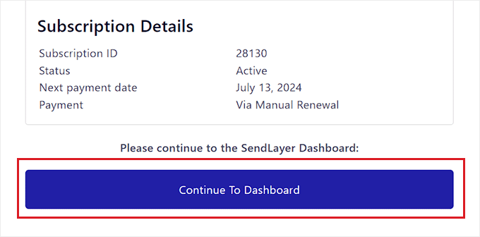 單擊“繼續到儀表板”按鈕