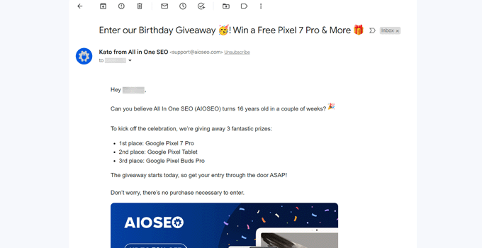 限時搶購電子郵件群發示例