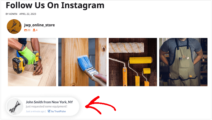 使用 TrustPulse 創建的通知