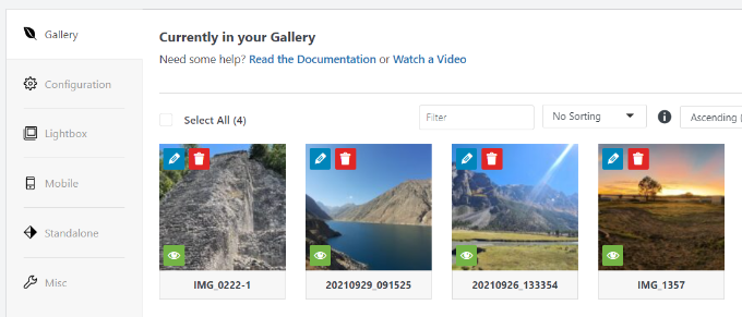 查看圖庫中的圖像