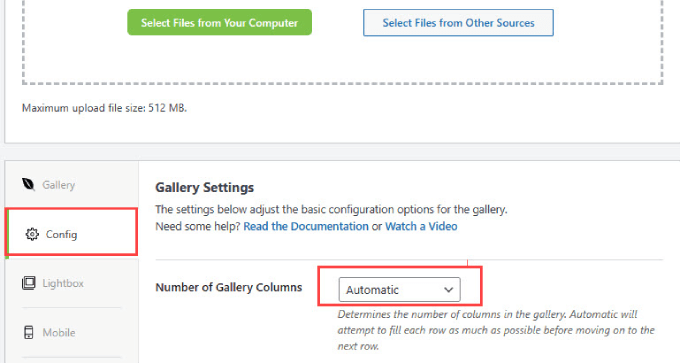 Envira erty庫中的配置