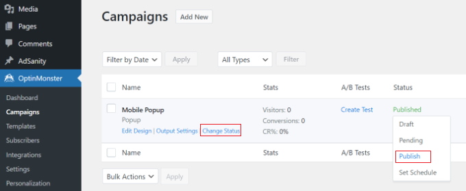 將狀態(tài)更改為已發(fā)布