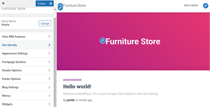 在定制器中自定義主題