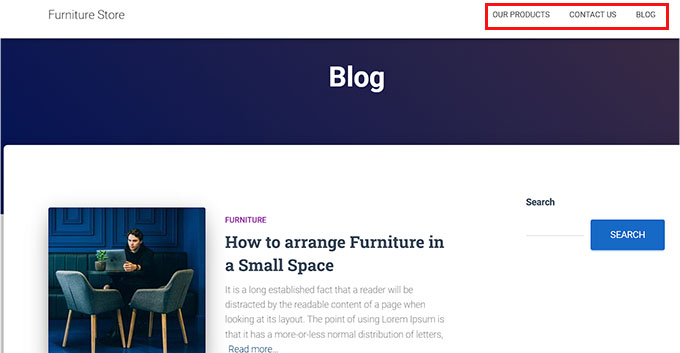 家具店導航菜單