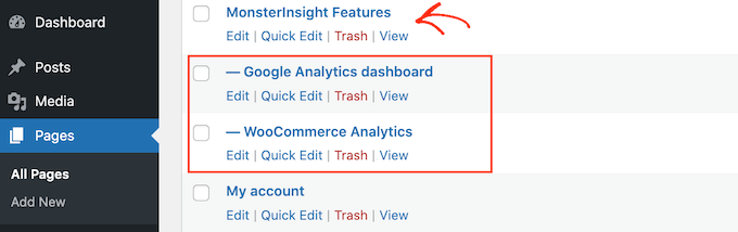WordPress 父頁面和子頁面