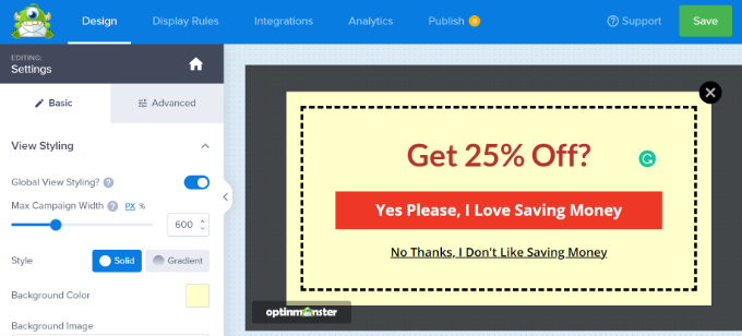 保存彈出窗口更改