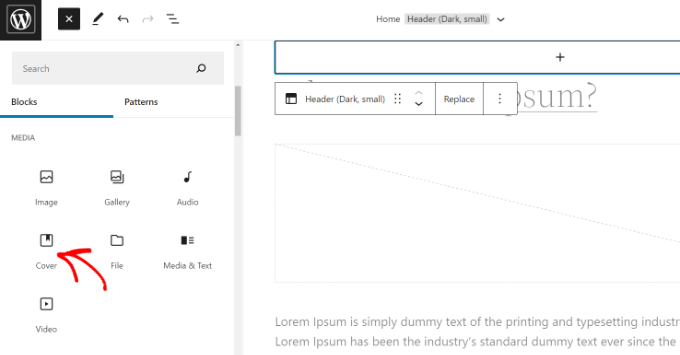 向主題模板添加封面塊