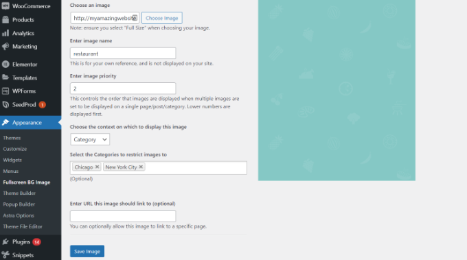 將背景圖片添加到類別