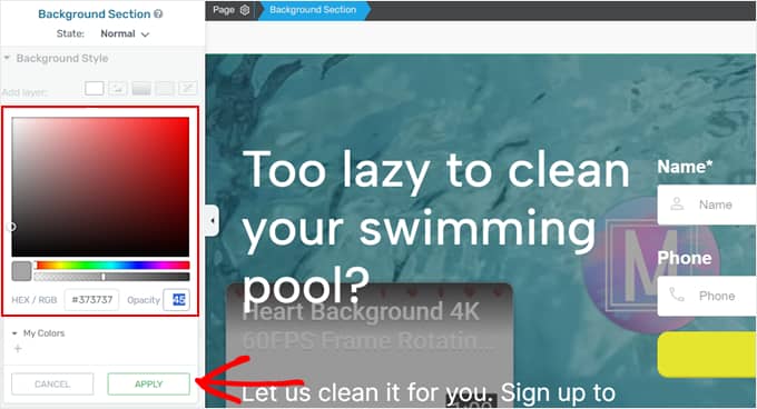 在 Thrive Architect 中更改顏色疊加不透明度