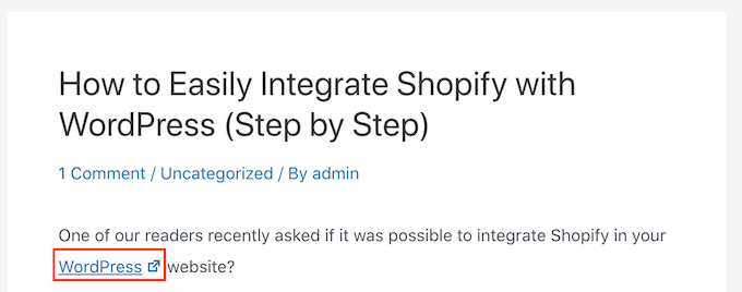外部鏈接破折號圖標的示例