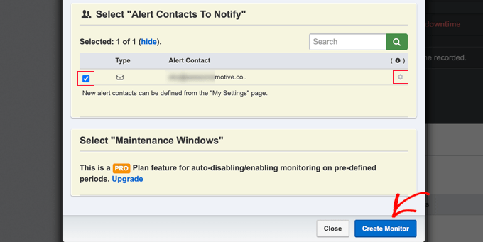 單擊“創建監視器”