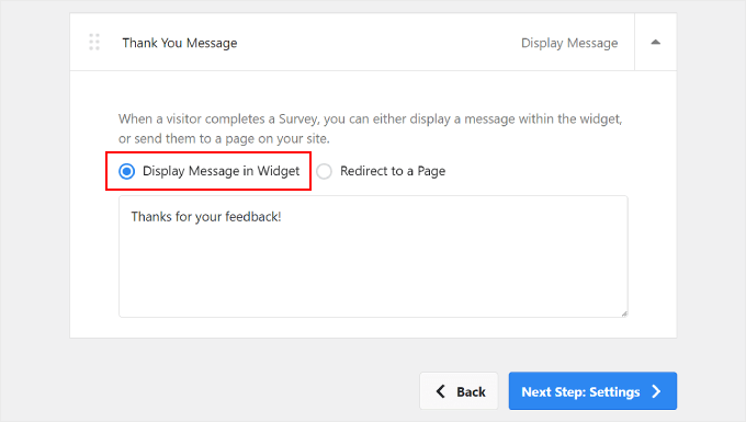 調查完成后在 UserFeedback 上顯示感謝消息