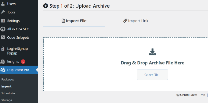 導(dǎo)入備份包
