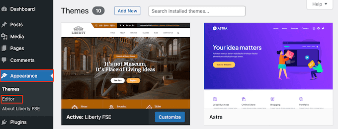 打開WordPress全站編輯器（FSE）