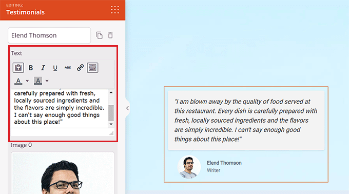 添加文字和圖像以供客戶評論