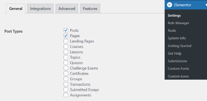 為不同的帖子啟用 Elementor