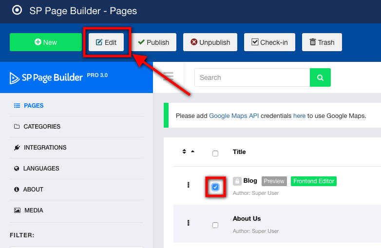 SP Page Builder編輯頁面