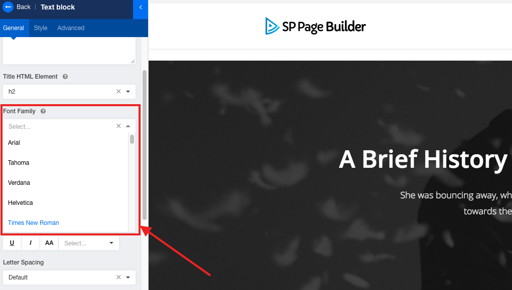 SP Page Builder字體