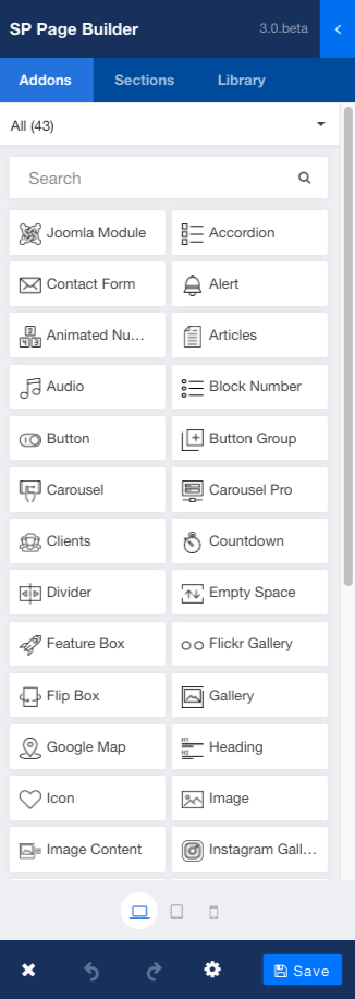 SP page Builder側(cè)邊欄