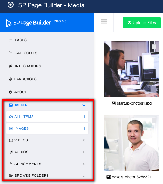 SP Page Builder媒體