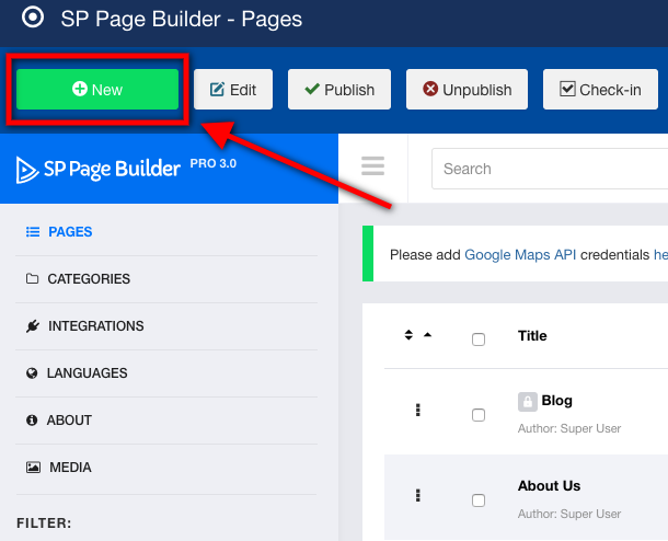 SP Page Builder創建新頁面