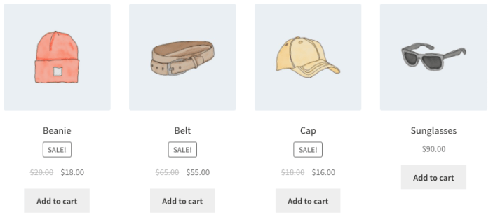 不屬于 'tshirt' 和 'hoodies' 類別的產品,使用 products 短代碼顯示。