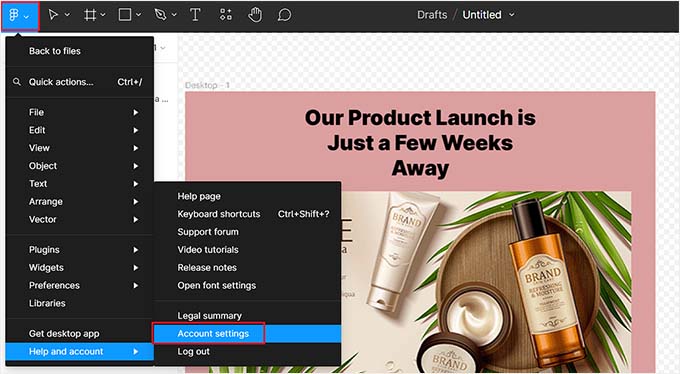 open account settings prompt